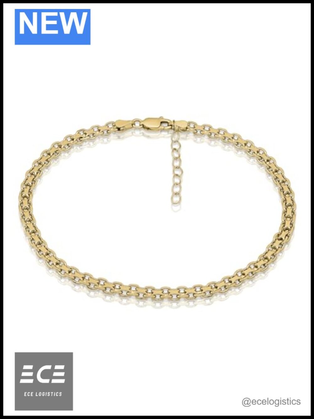 Sterling Silver Bismarck Link Chain Anklet Lobster Claw Extender